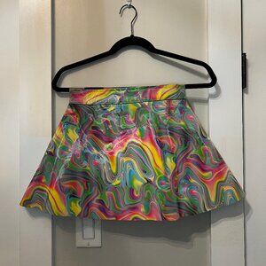 90s Swirl PVC Raver Skirt, Size XS